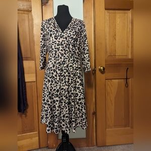 CHARMYI Wrap Dress Casual Party V Neck Swing Ruched A-Line Faux Wrap Dress